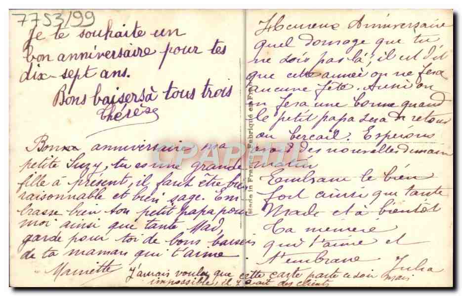 CPA Fantaisie Fleurs — Verso