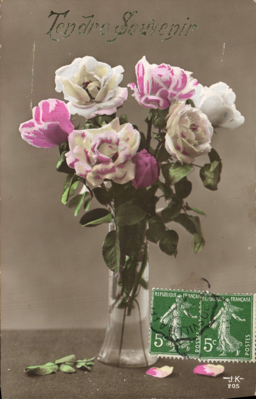 Bouquet de roses — Tendre Souvenir — J.K. n°205