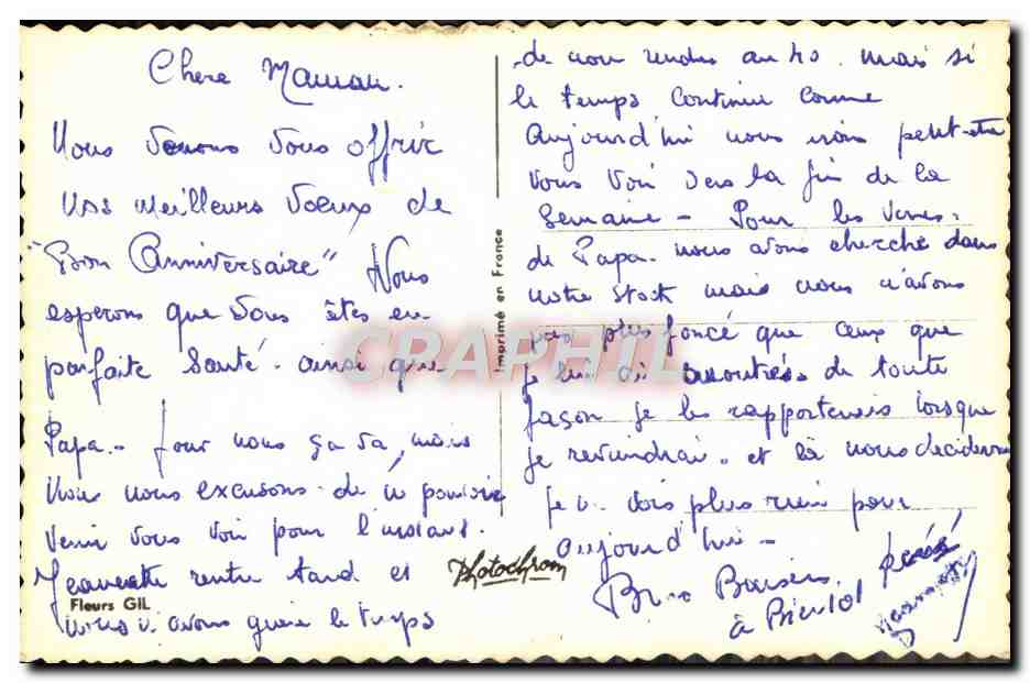 CPA Fantaisie Fleurs  — Verso
