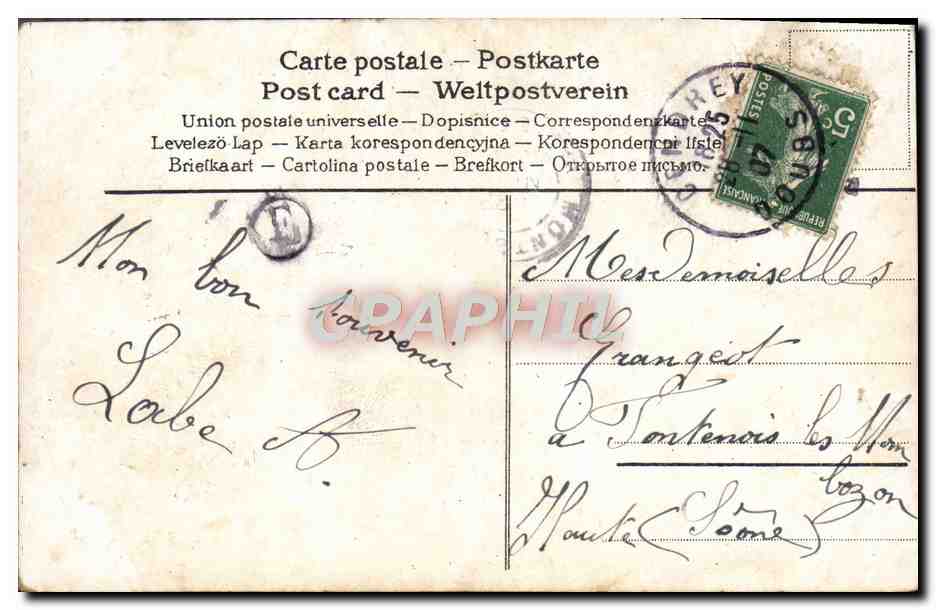 CPA Fantaisie Fleurs Colombes Traineau  — Rückseite