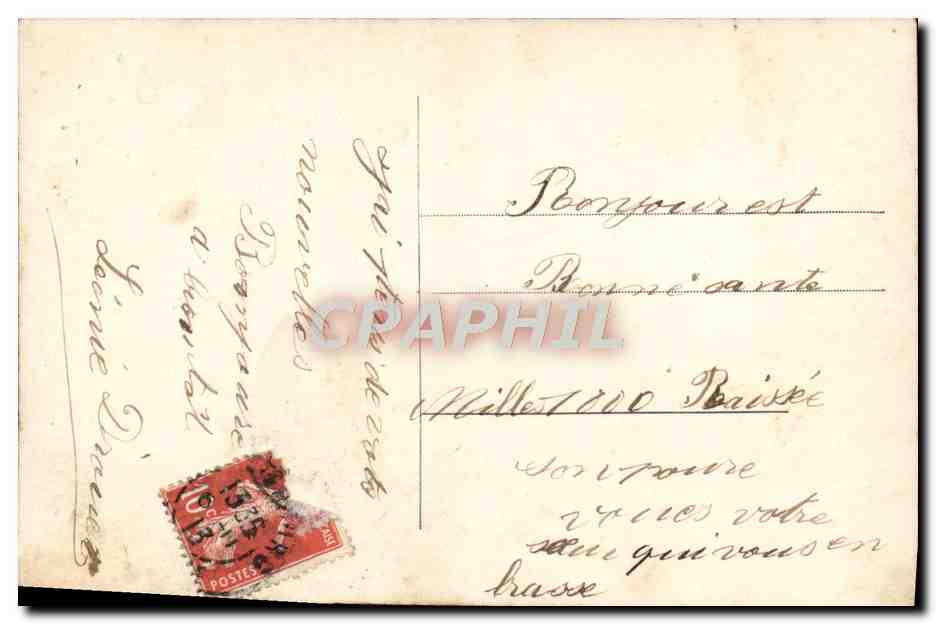 CPA Fantaisie Langage des Fleurs Rose Marguerite Houx Gui Pensee Lilas Lierre Coeur — Rückseite