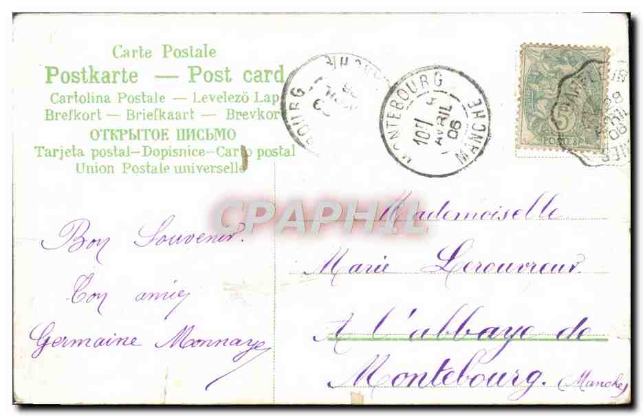 CPA Fantaisie Fleurs Coeur — Rückseite