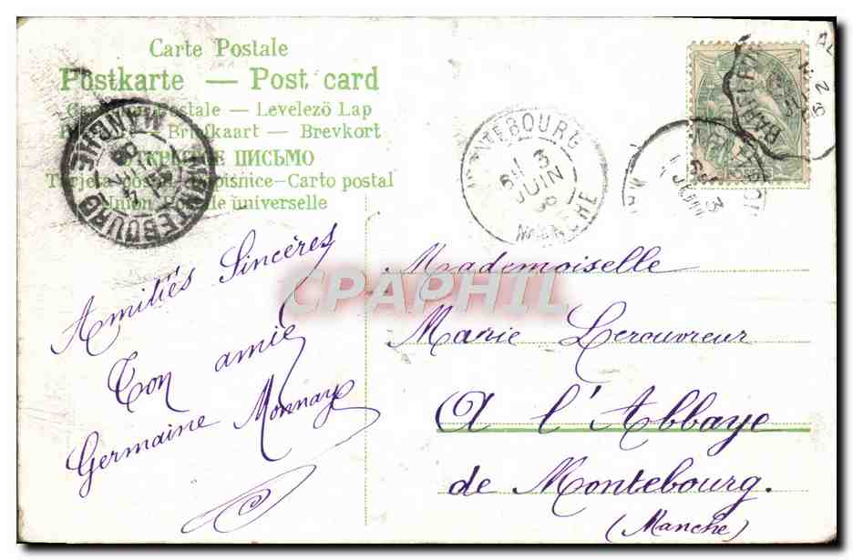 CPA Fantaisie Fleurs Colombe — Rückseite
