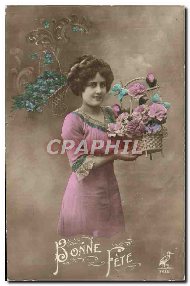 CPA Fantaisie Fleurs Femme