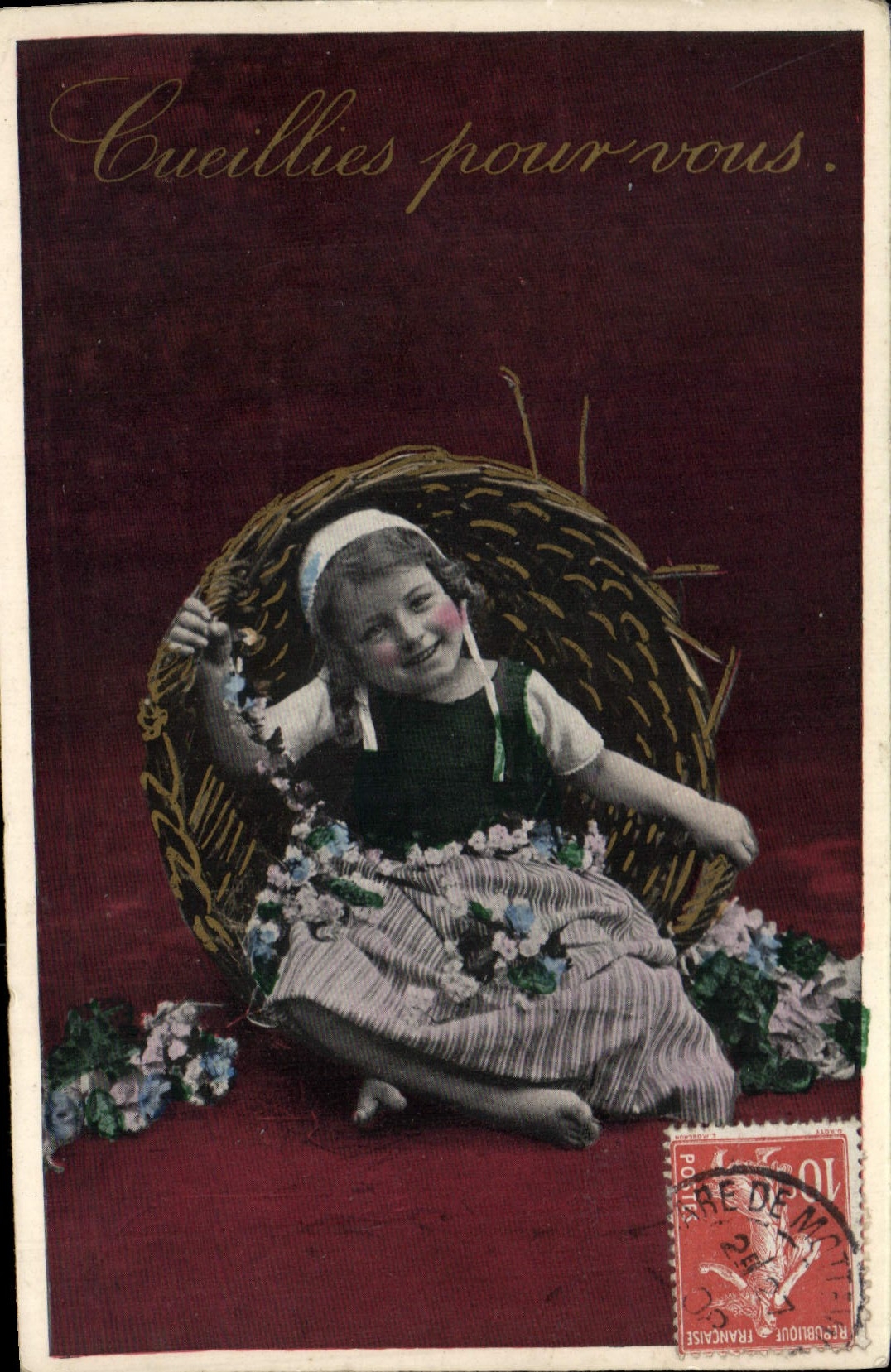 CPA Fantaisie Fleurs Enfant