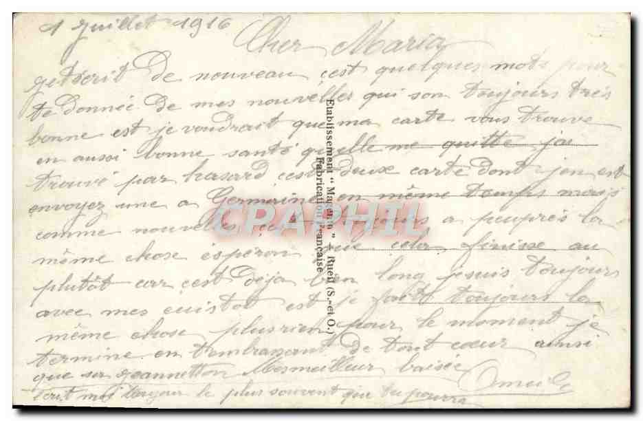 CPA Fantaisie Fleurs Drapeau Canon Militaria  — Verso