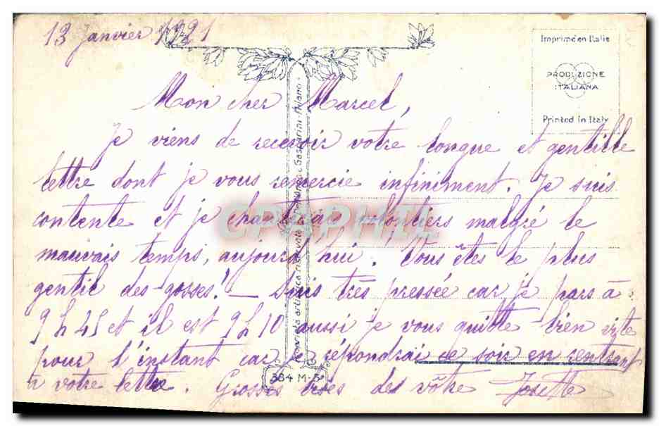 CPA Fantaisie Fleurs Femme — Rückseite