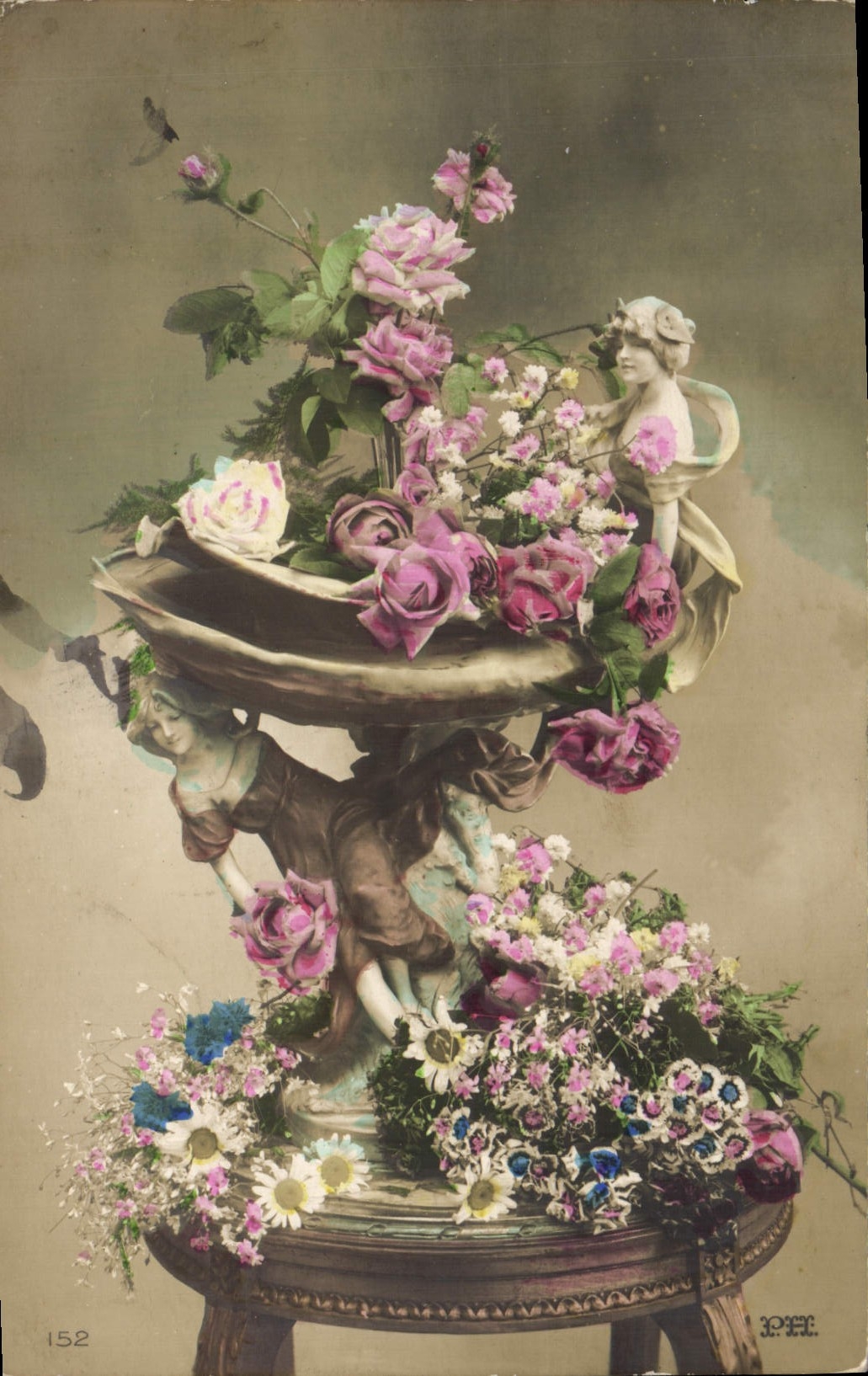 CPA Fantaisie Fleurs Santon