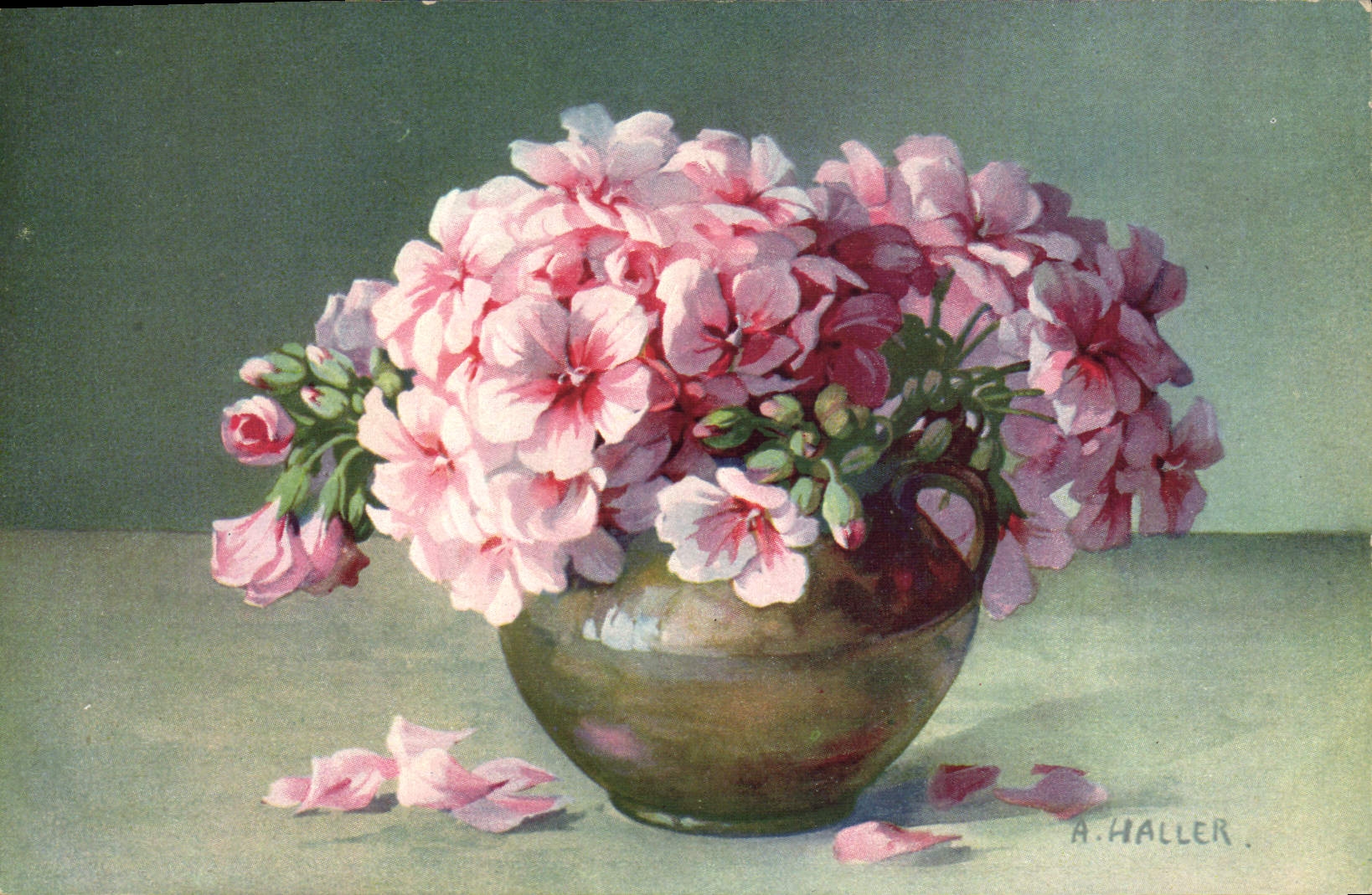 CPA Fantaisie Fleurs Nature morte Haller