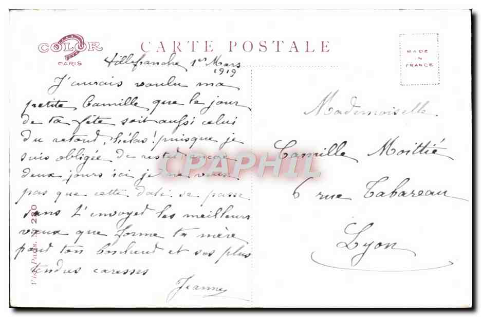 CPA Fantaisie Fleurs Oiseau — Rückseite