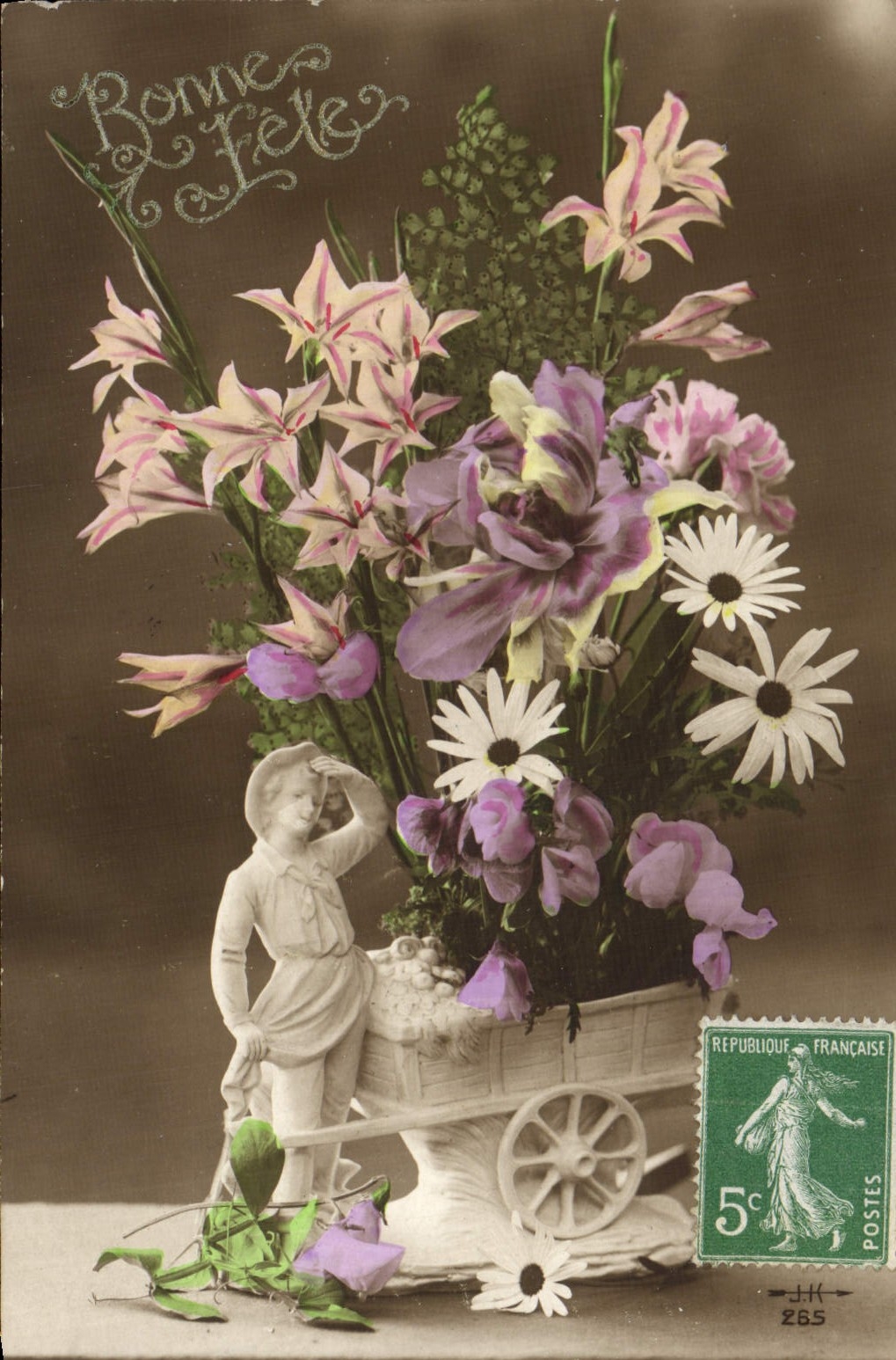CPA Fantaisie Fleurs Santon