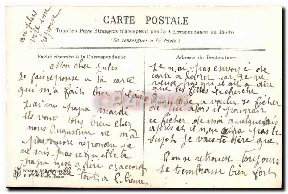 CPA Fantaisie Fleurs Colombes — Back