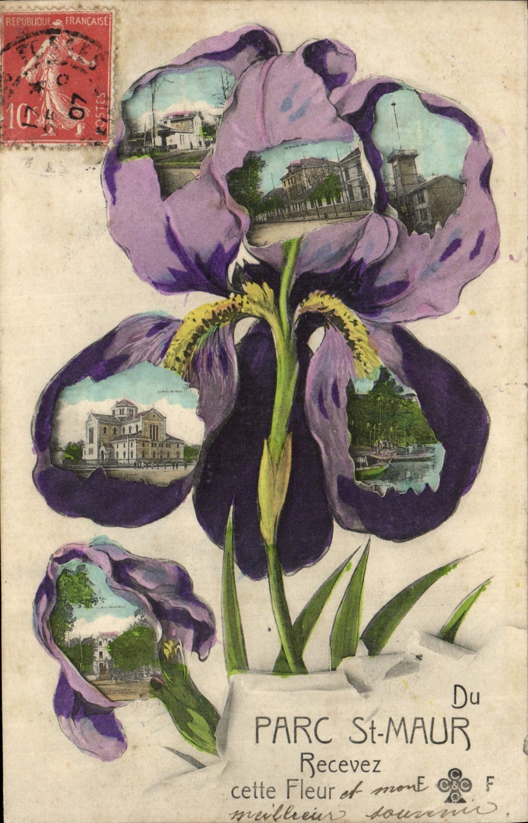 CPA Fantaisie Fleurs Du parc St Maur Saint Maur