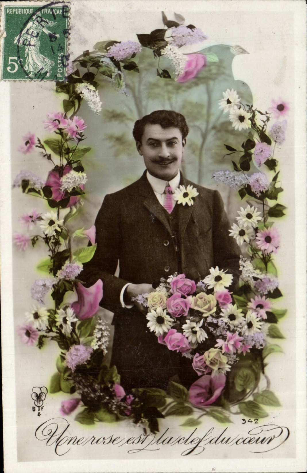 CPA Fantaisie Fleurs Homme