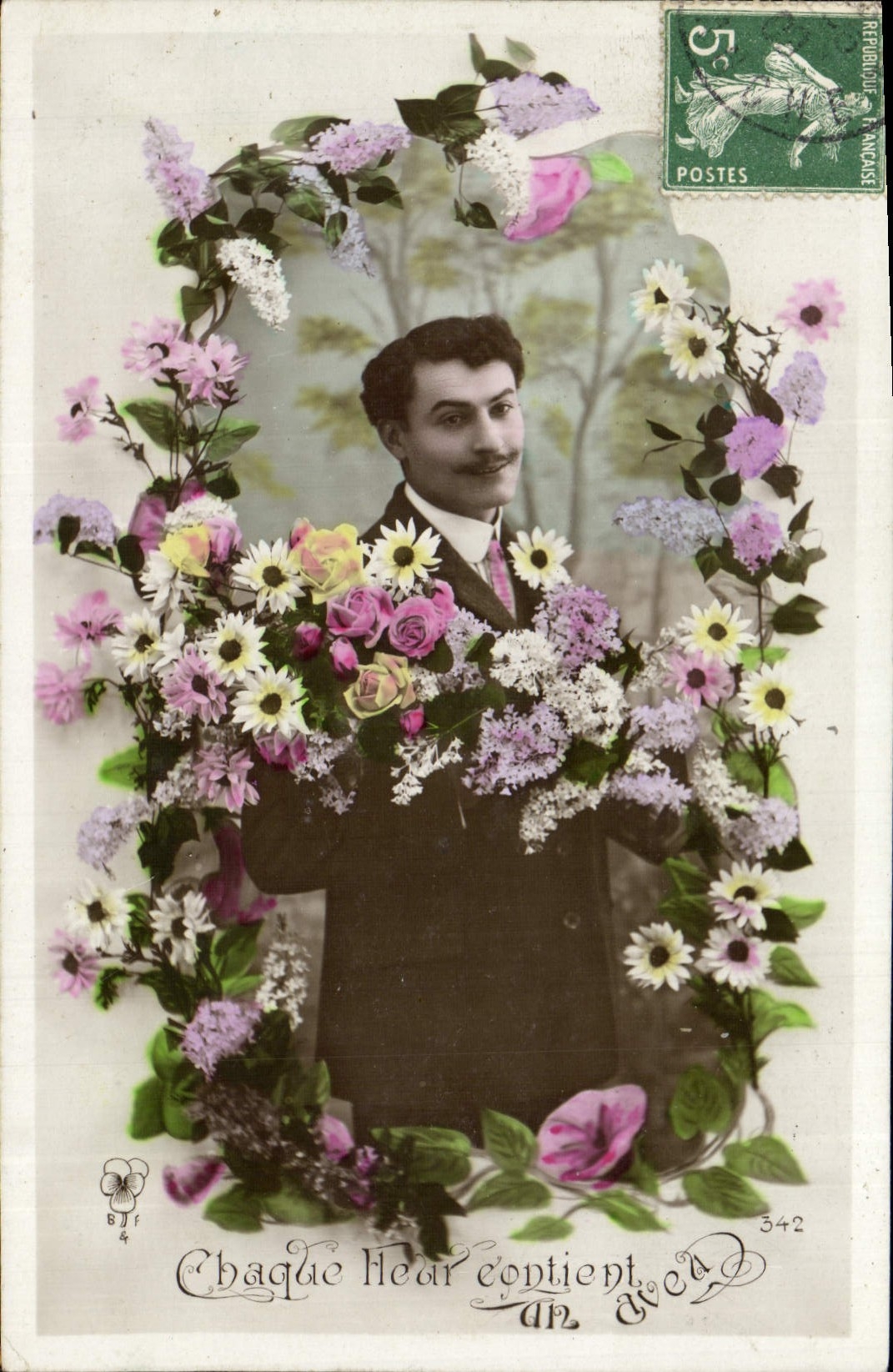 CPA Fantaisie Fleurs Homme