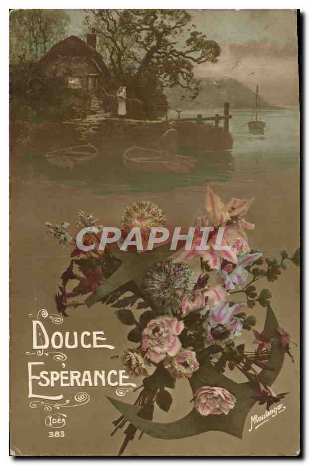 CPA Fantaisie Fleurs Ancre de marine