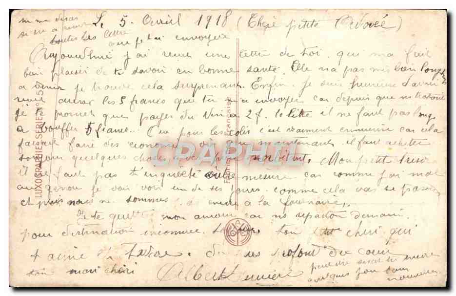CPA Fantaisie Fleurs Oiseaux — Verso
