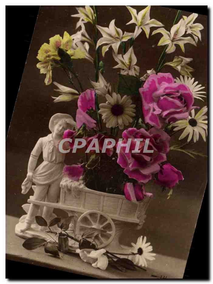CPA Fantaisie Fleurs Santon