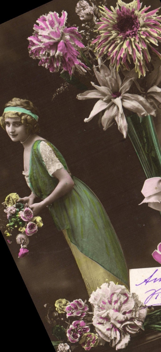 CPA Fantaisie Fleurs Femme