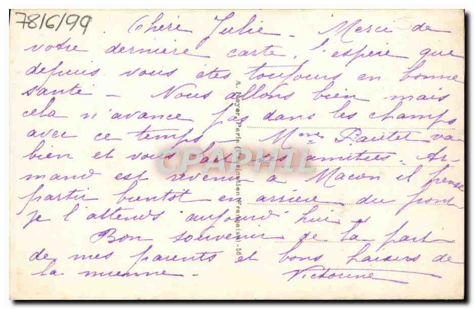 CPA Fantaisie Fleurs Femme — Rückseite