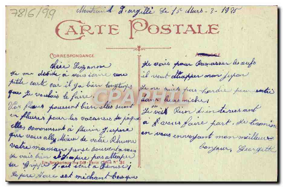 CPA Fantaisie Fleurs Colombe — Verso