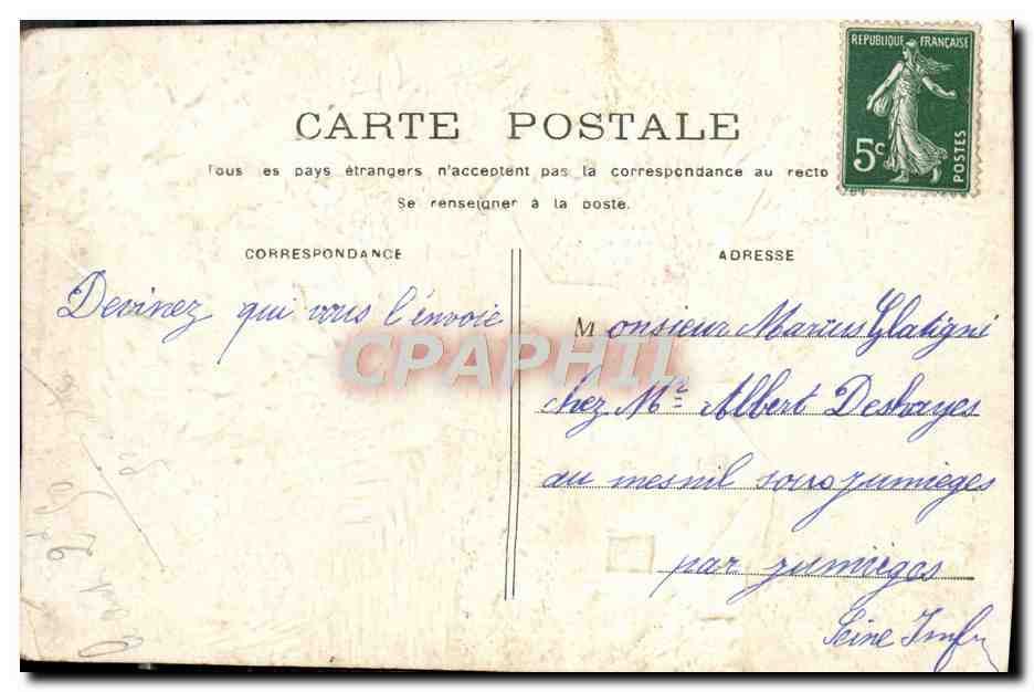 CPA Fantaisie Fleurs Hirondelles — Rückseite