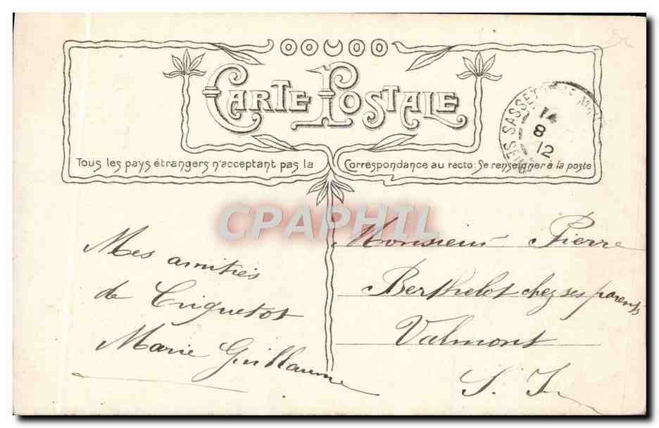 CPA Fantaisie Fleurs Rose — Rückseite
