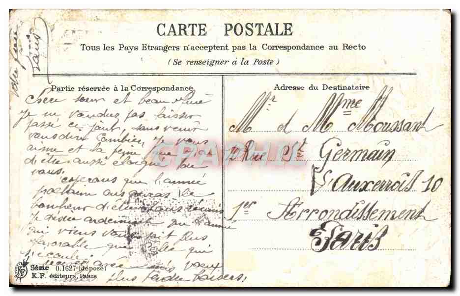 CPA Fantaisie Fleurs  — Rückseite