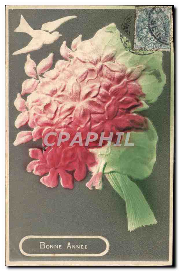 CPA Fantaisie Fleurs Colombe