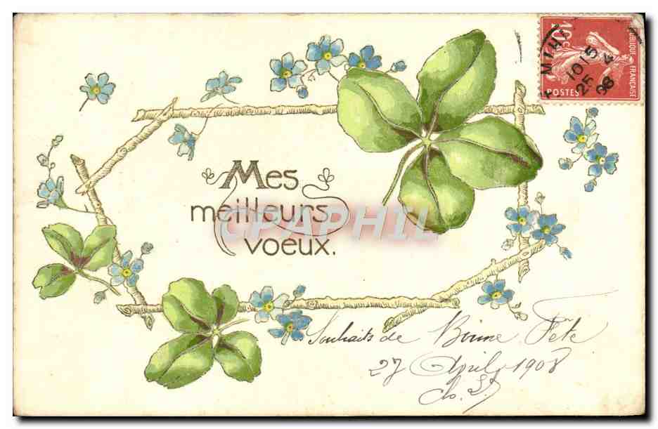 CPA Fantaisie Fleurs Trefles