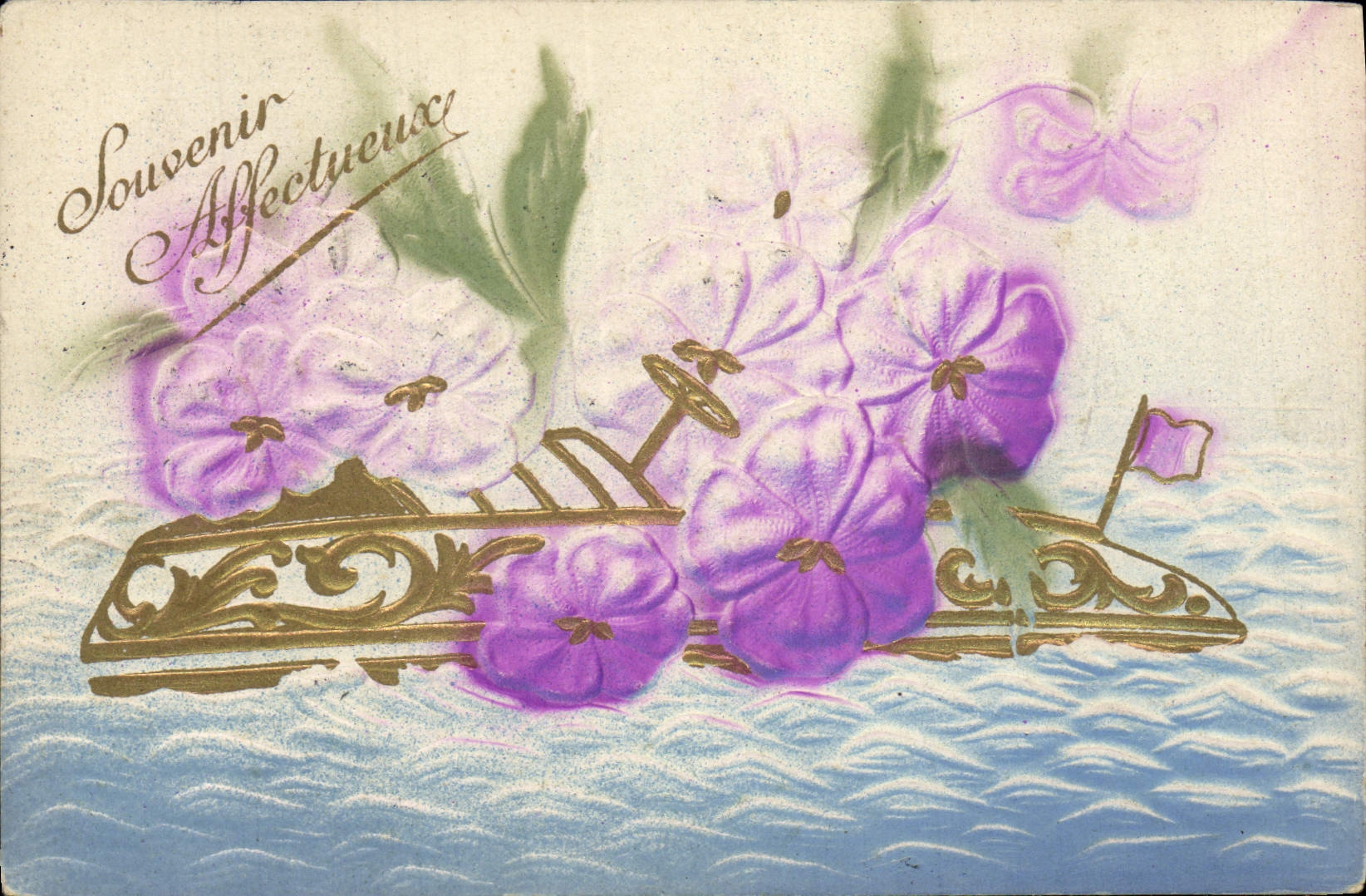 CPA Fantaisie Fleurs Bateau