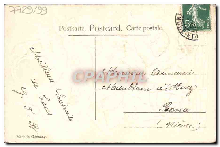 CPA Fantaisie Fleurs Colombe Ancre de marine — Rückseite