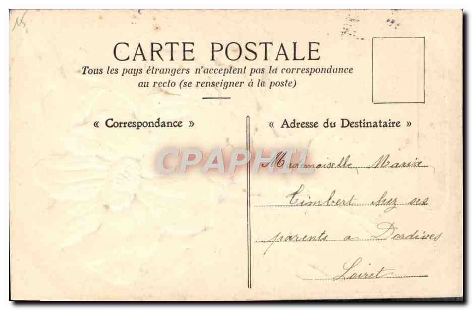 CPA Fantaisie Fleurs Colombe — Verso