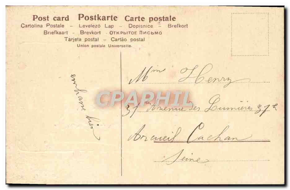 CPA Fantaisie Fleurs Bateau Colombe  — Verso