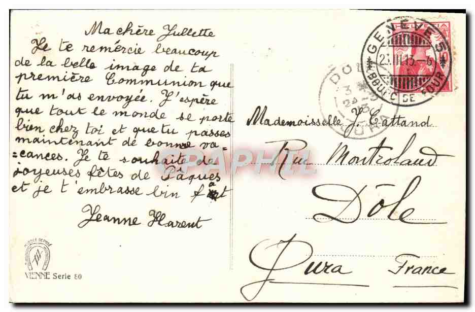 CPA Fantaisie Fleurs Muguet Femme Enfant — Verso