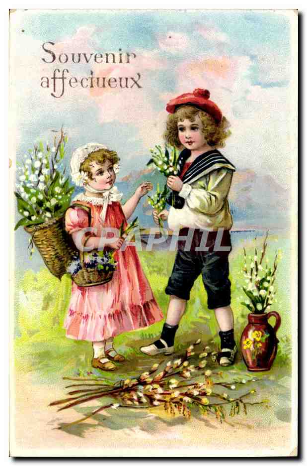 CPA Fantaisie Fleurs Muguet Enfants