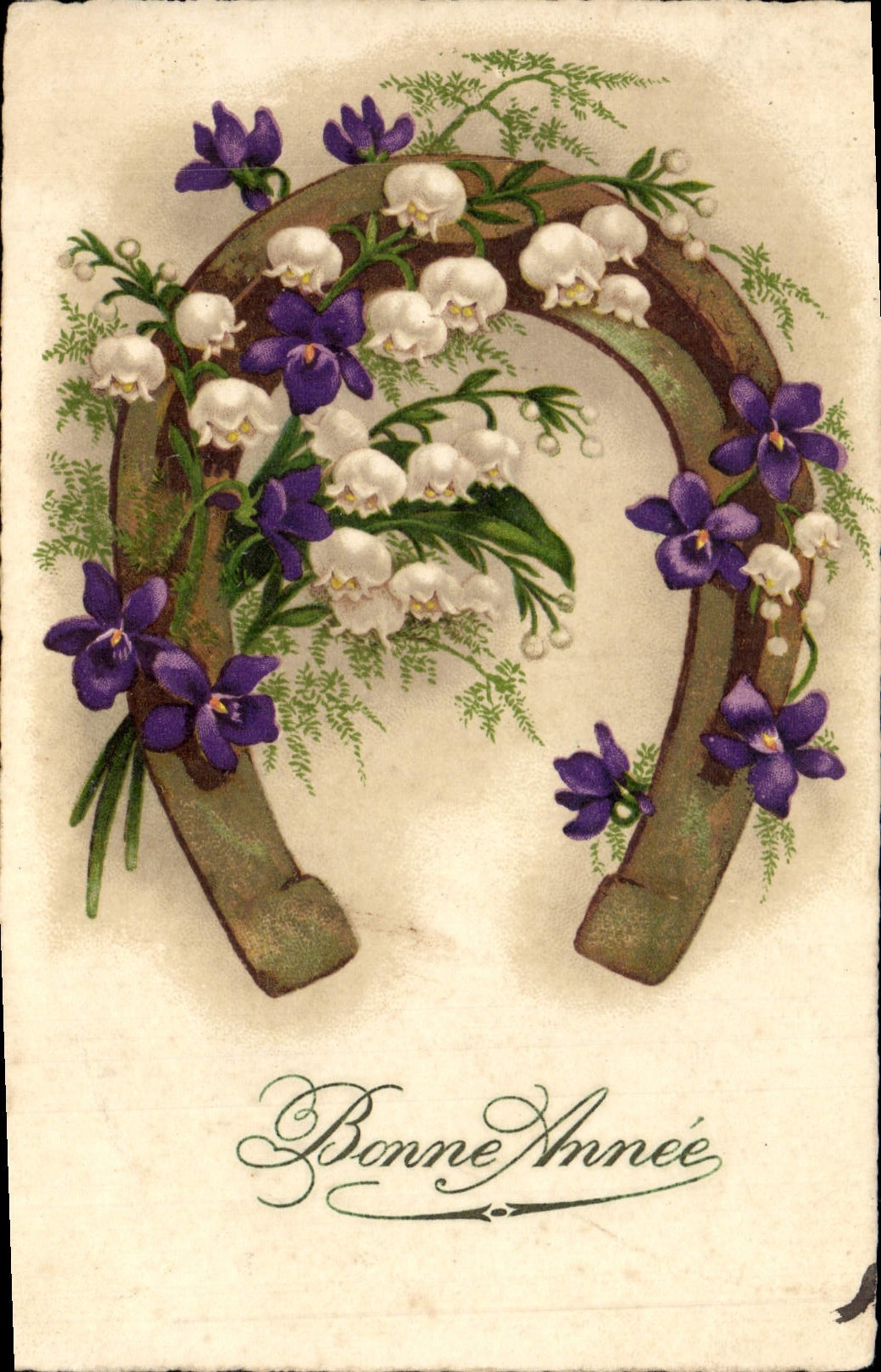 CPA Fantaisie Fleurs Muguet Fer a cheval