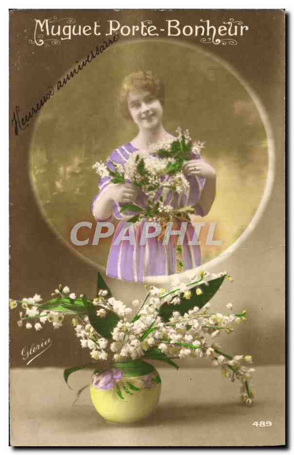 CPA Fantaisie Fleurs Femme Muguet