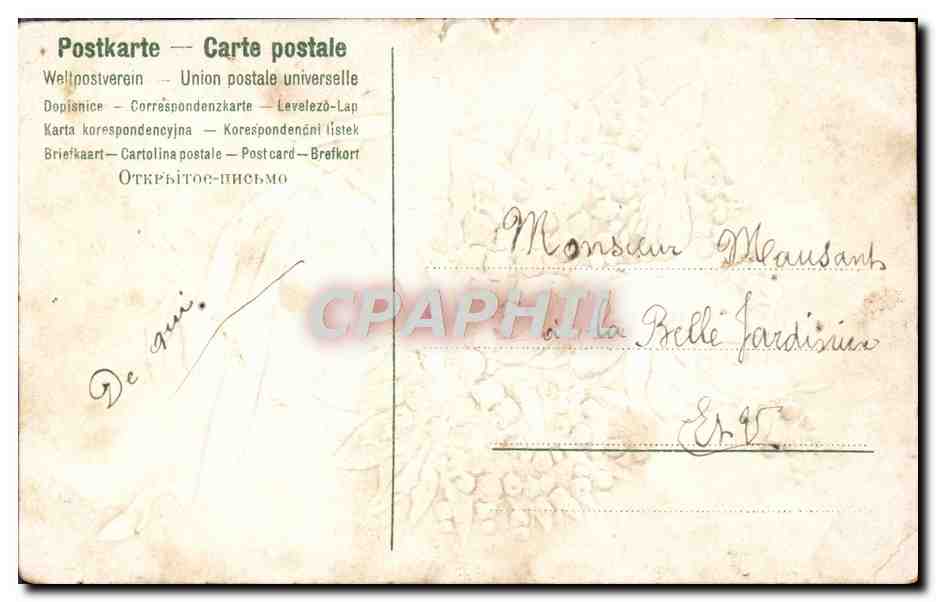 CPA Fantaisie Fleurs Enfant Ange — Verso