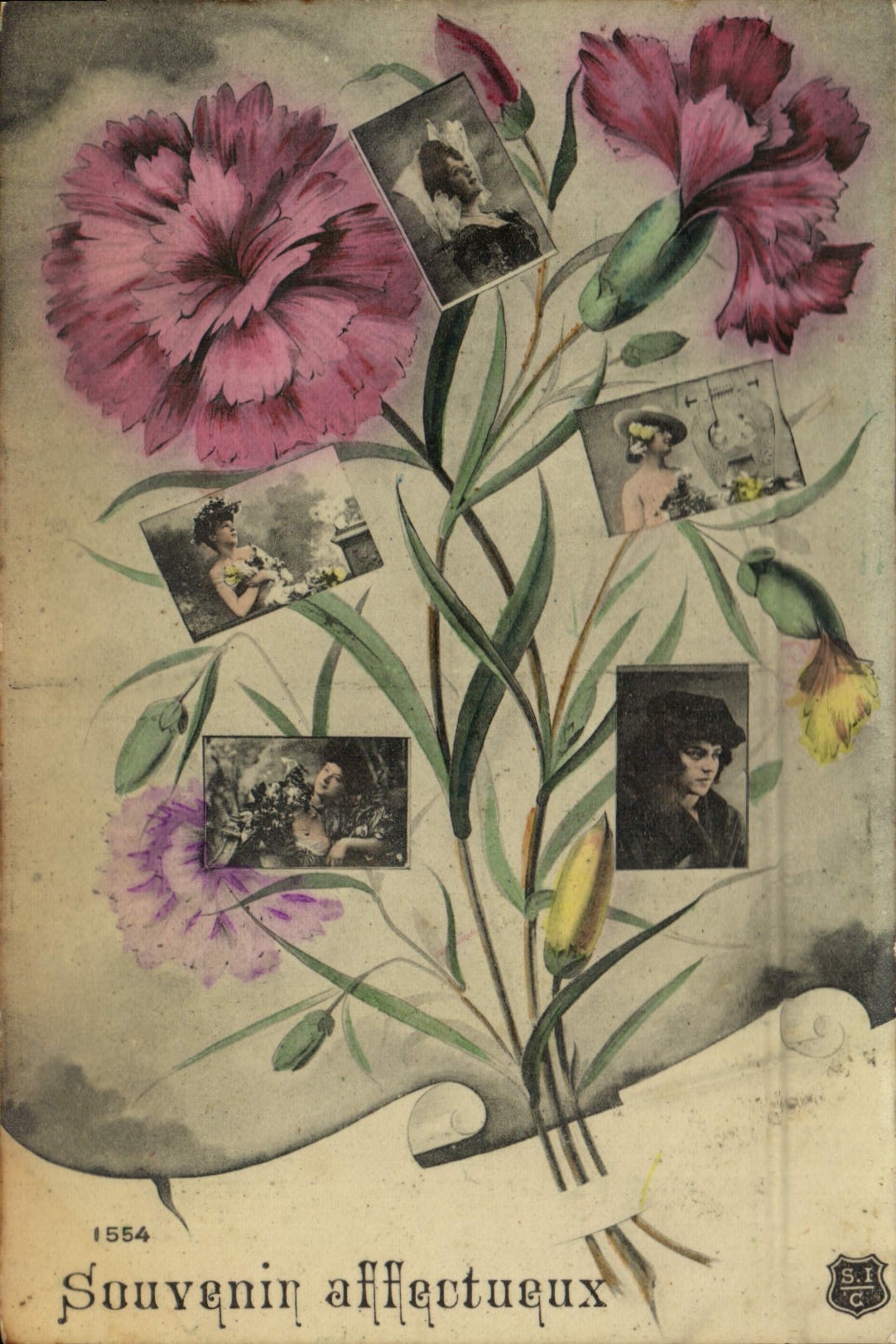 CPA Fantaisie Fleurs Femmes