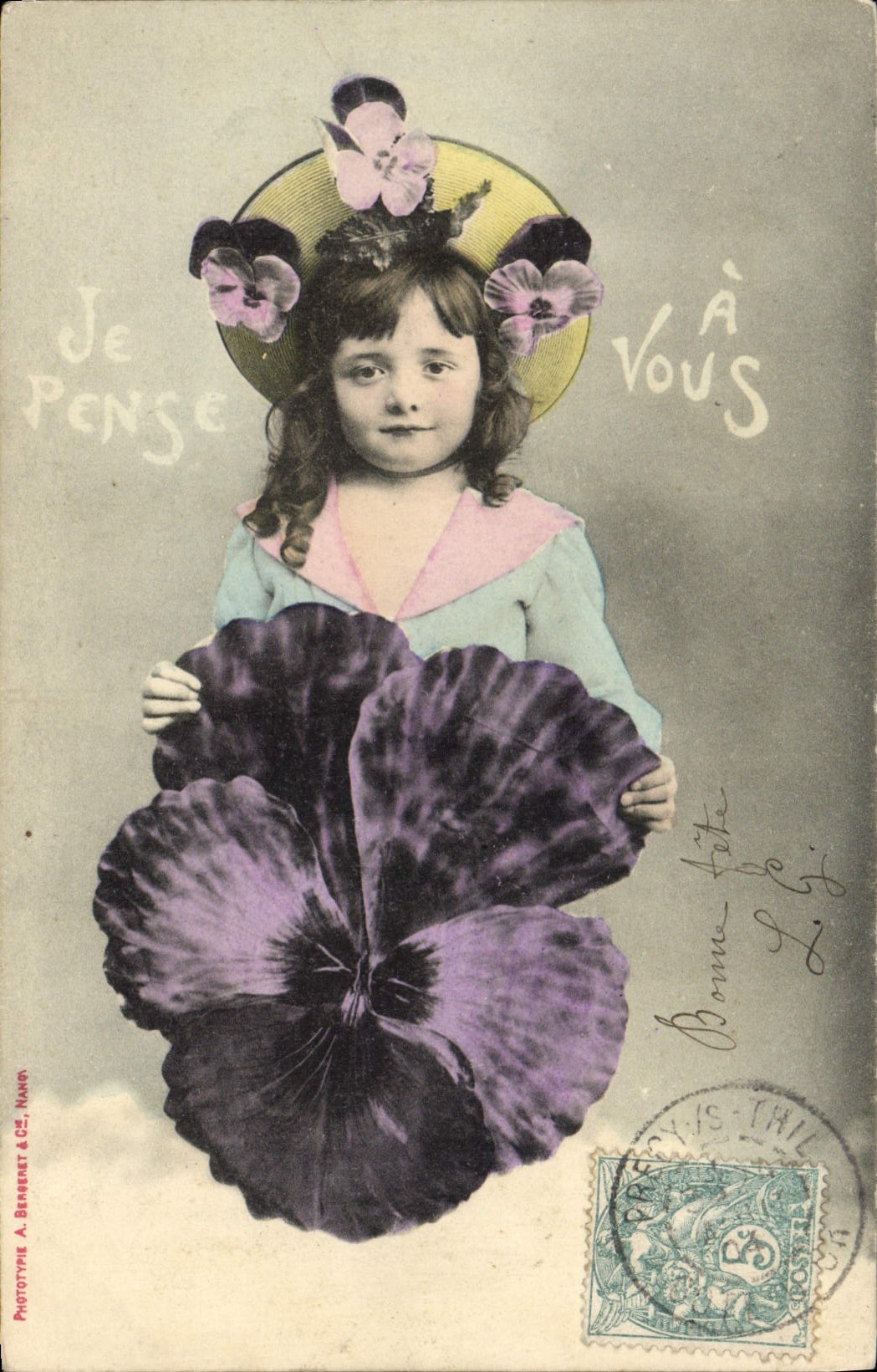 CPA Fantaisie Fleurs Enfant