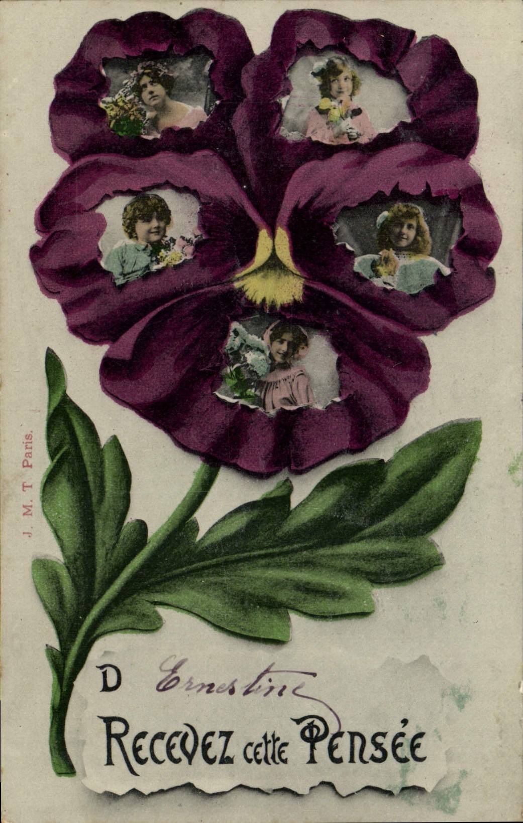 CPA Fantaisie Fleurs Enfants