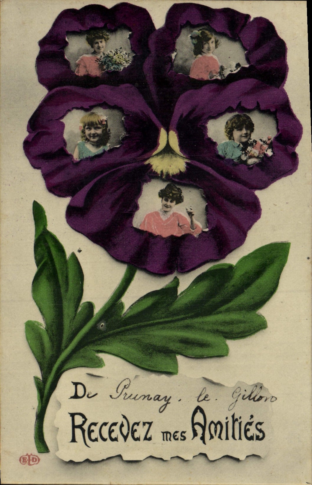 CPA Fantaisie Fleurs Enfants