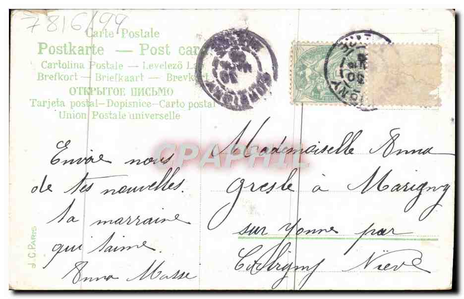 CPA Fantaisie Fleurs  — Back