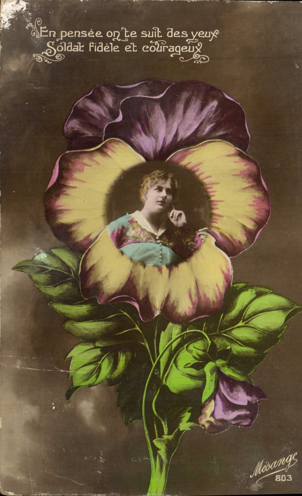 CPA Fantaisie Fleurs Femme