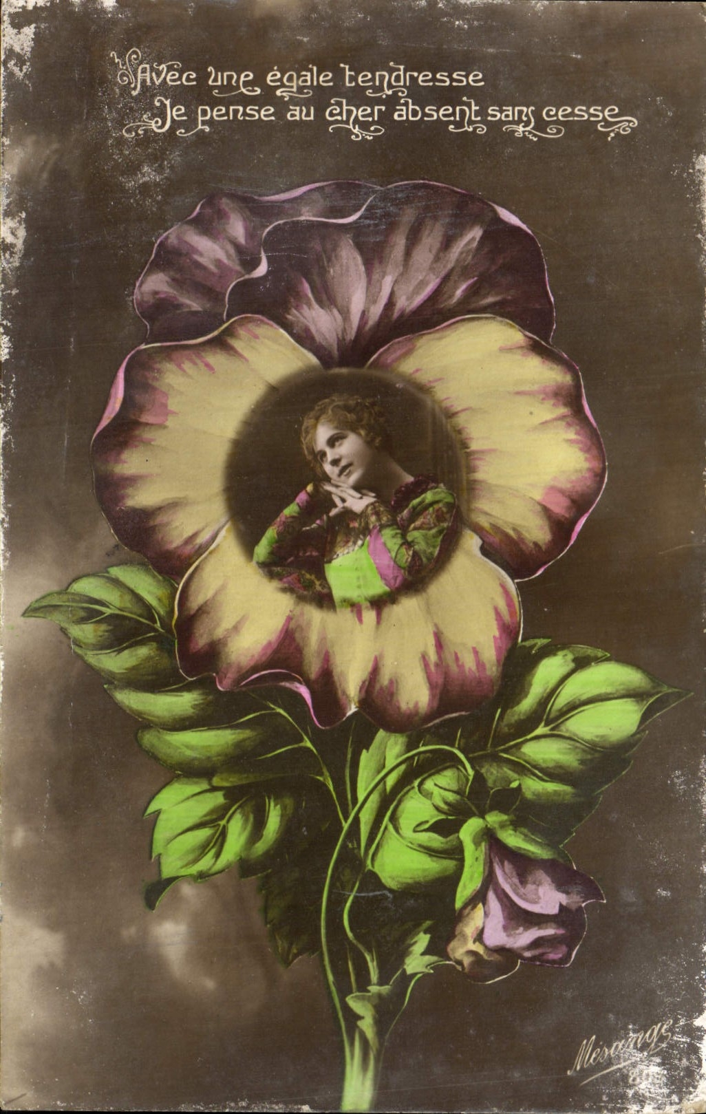 CPA Fantaisie Fleurs Femme