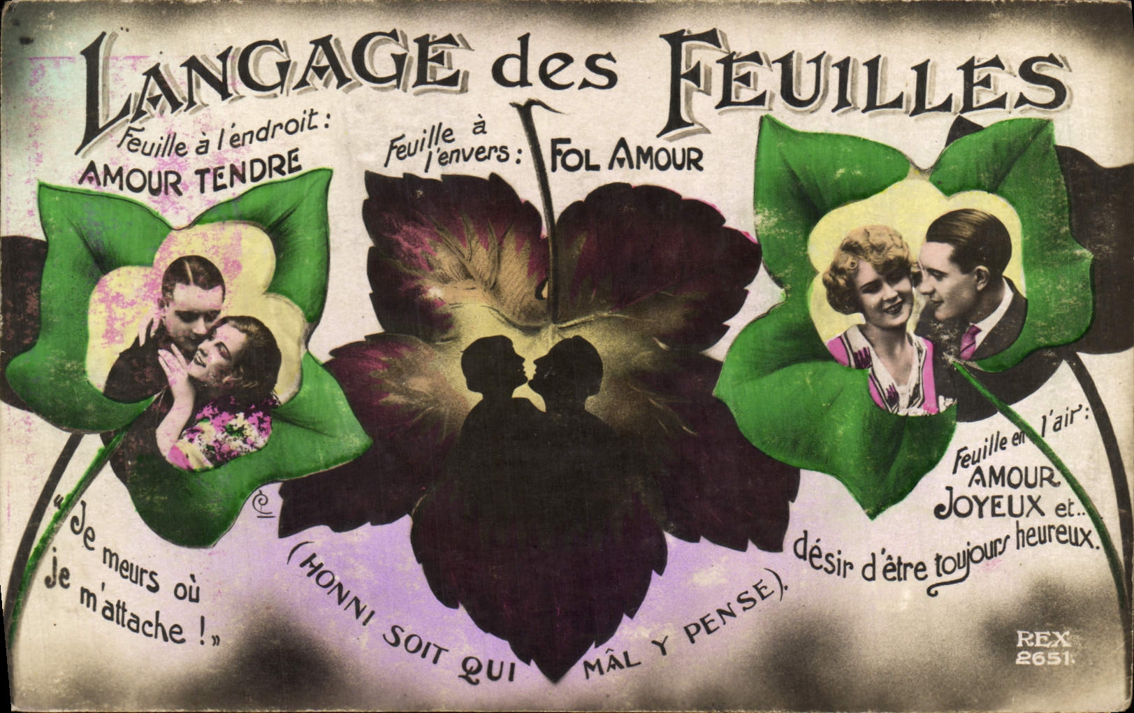 CPA Fantaisie Fleurs Femme Langage des feuilles