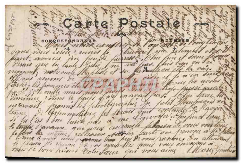 Pensée — carte postale décorative avec portraits — JAK Paris, n°2045 — Verso