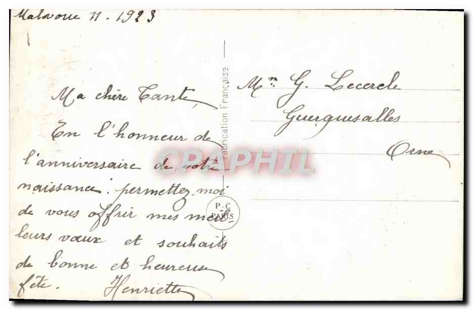 CPA Fantaisie Fleurs  — Verso