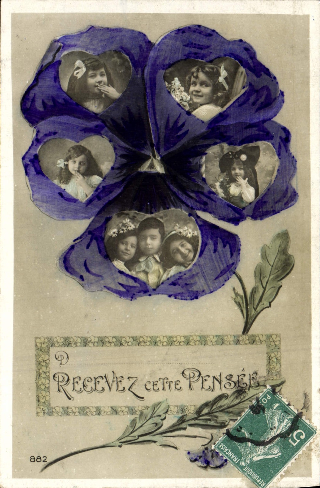 CPA Fantaisie Fleurs Enfants